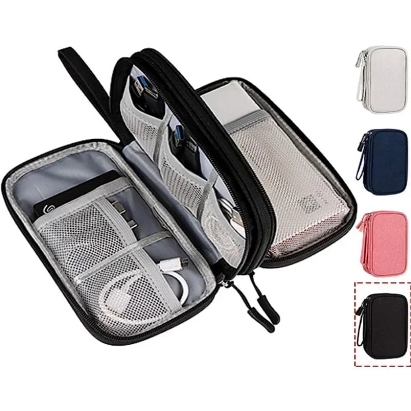Organizzatore da viaggio Accessori elettronici Organizzatore Borsa portaoggetti portatile impermeabile a doppio strato per cavo Power Bank per disco rigido