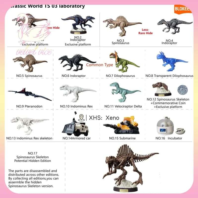 Blokees Jurassic World Terraventure TS Laboratory Series Vol.3 Blind Box Action Figures Mosasaurus Giocattolo da Collezione Regalo per Ragazzi
