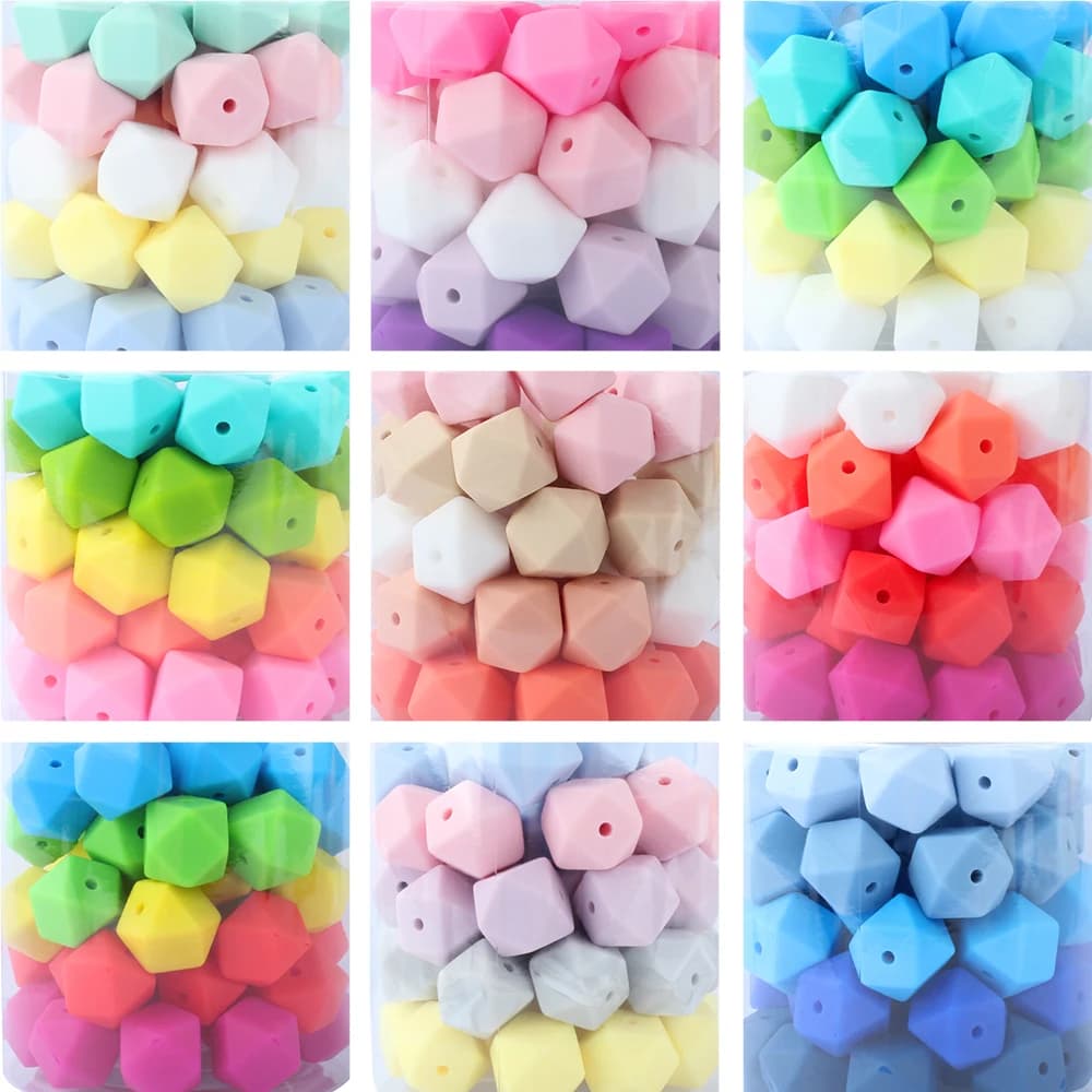 10 pz Perline In Silicone 14mm Perline Esagonali In Silicone Focale Perline Sparse Per La Produzione di Gioielli FAI DA TE Portachiavi Bracciali Penna Accessori