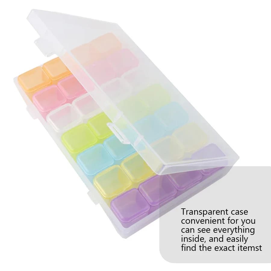 28 Compartment Nail Art Organizer Box Jewelry Storage Holder for Nail Rhinestones Accessories Clear Plastic Compartment Box
