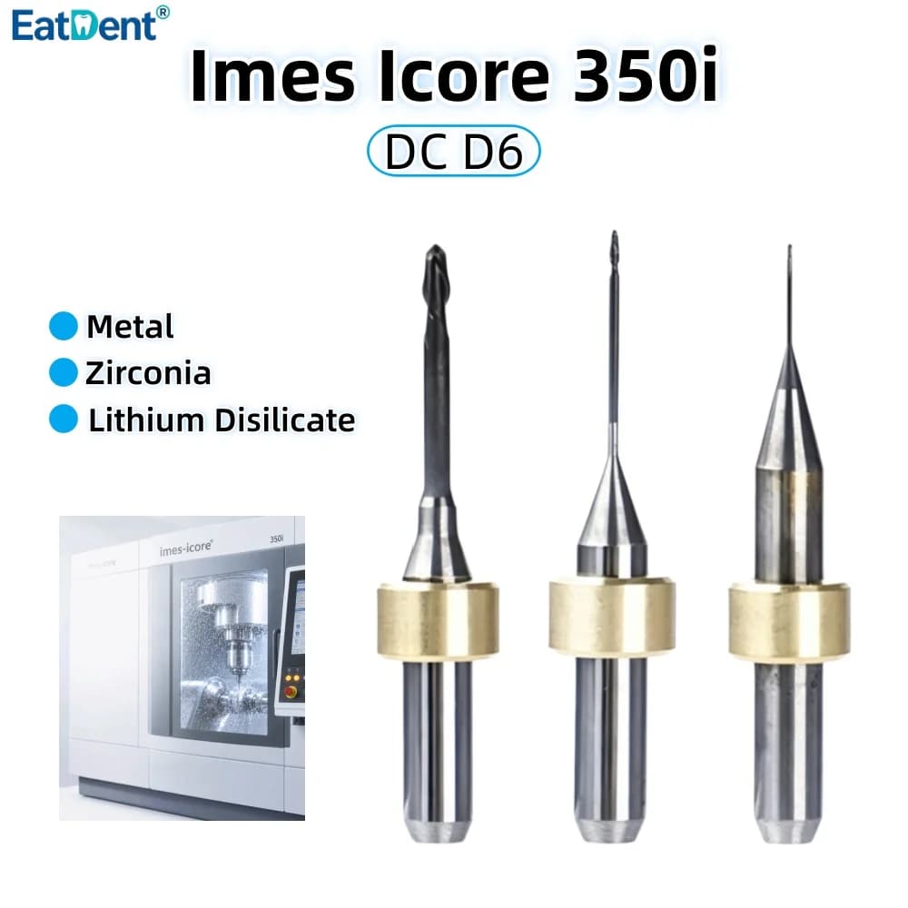 Imes Icore 350i Dental Milling Burs Diamond Coated for Zirconia Lithium Disilicate/Emax Glass-ceramic Metal DC D6 Grinding Drill