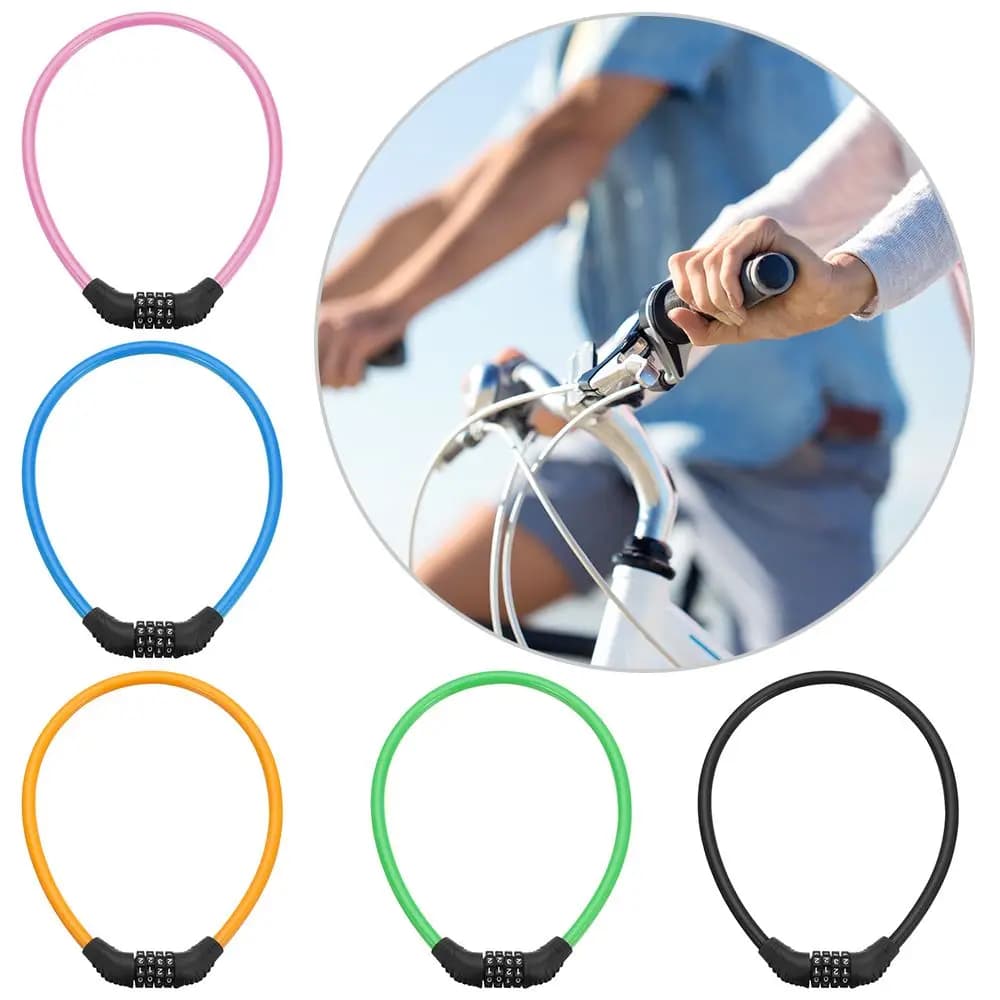 Accessori per Biciclette, Cavo di Sicurezza con Lucchetto a Combinazione a 4 Cifre, Lucchetto Numerico per Bici