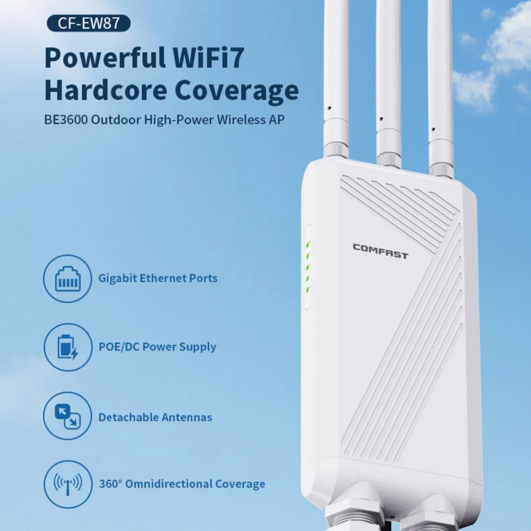 COMFAST BE3600 Outdoor CPE Wireless AP WiFi7 3600Mbps 2.4 e 5.8GHz Ripetitore WiFi Router Dual Dand Ripetitore di segnale a lungo raggio