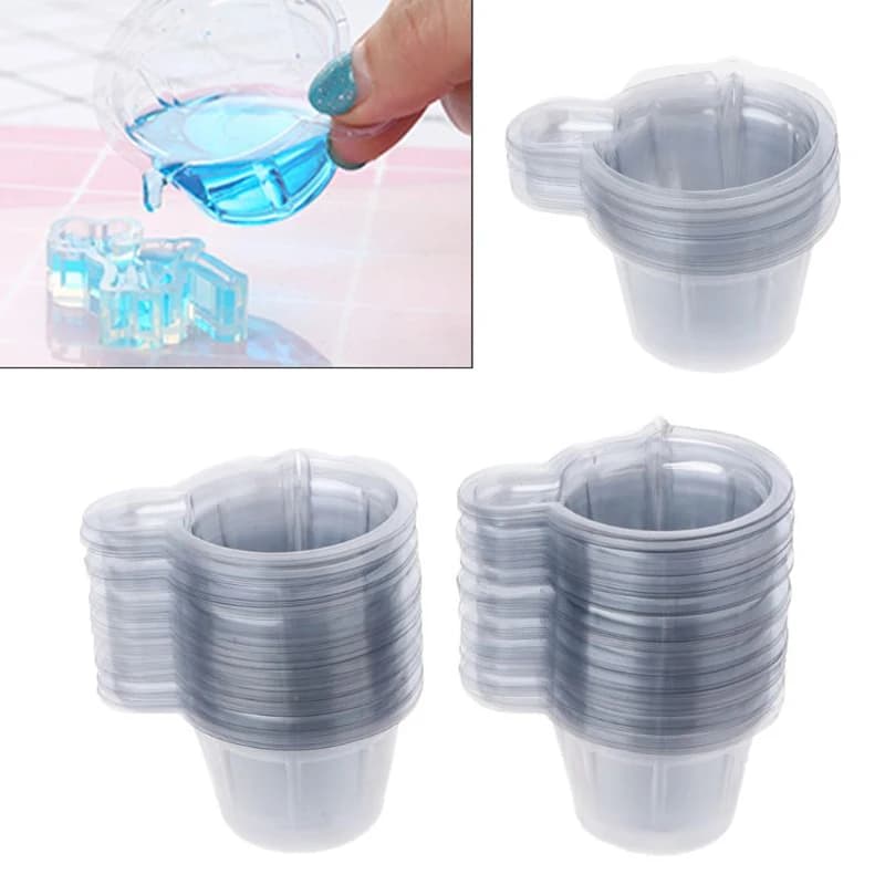 10-100 Pezzi Bicchieri Monouso in Plastica da 40ML, Bicchieri per Miscelazione Resina Epossidica, Kit Stampi in Silicone per Resina per Creazione Gioielli Fai-da-te in Resina Epossidica