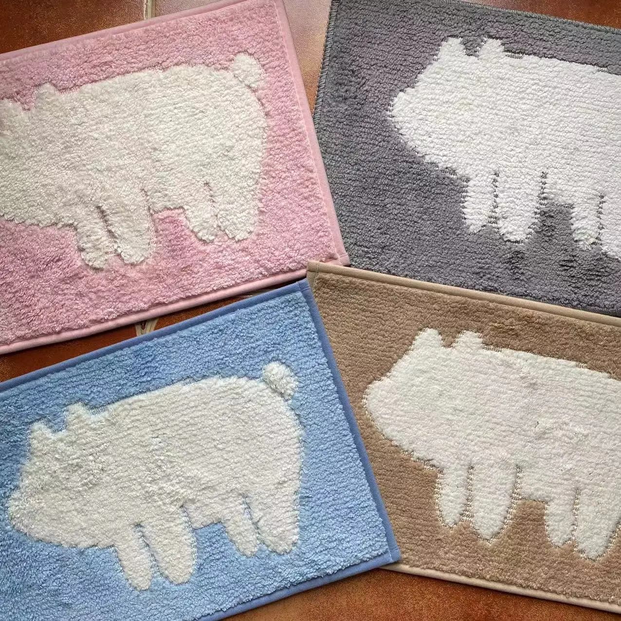 Tappetino da Bagno Antiscivolo a Forma di Maialino Cartone Animato, Tappeto in Peluche per Ingresso, Soggiorno e Camera da Letto