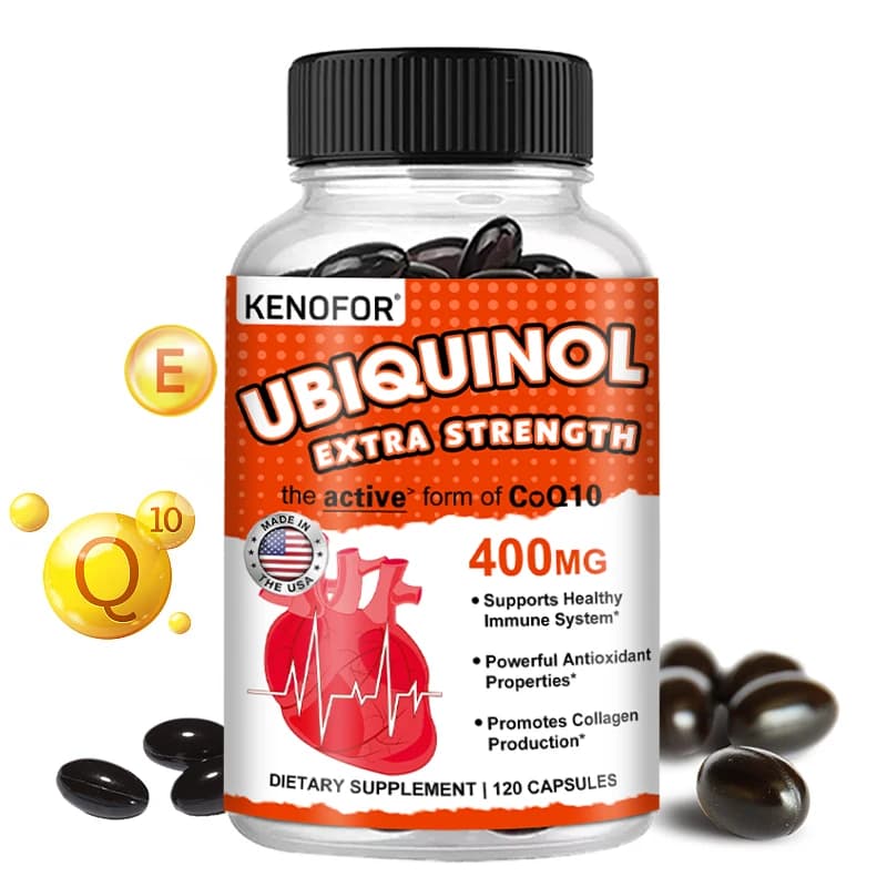 120 400 mg Q10 organic coenzyme capsules, with vitamin E, cardiovascular and heart health, energy vitamins, beauty and health