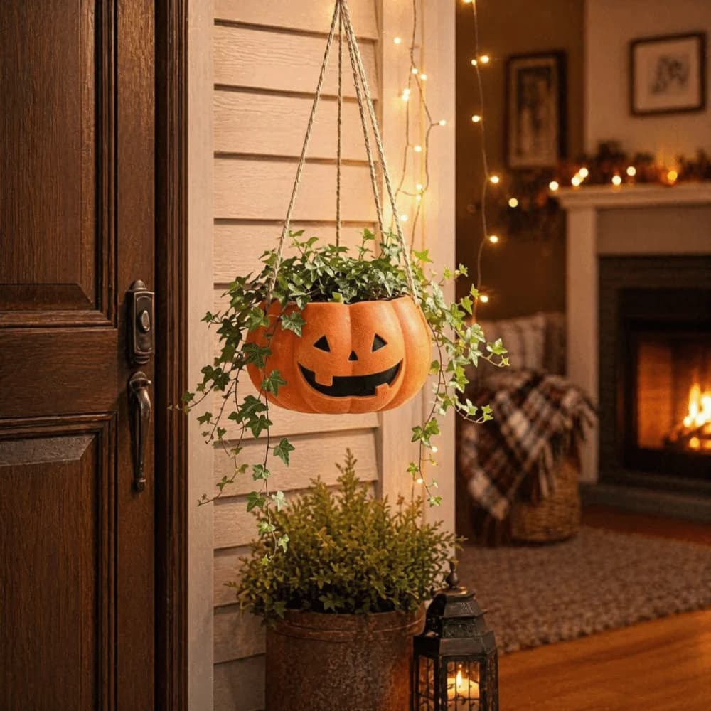 Plastic Pumpkin Hanging Planter Creative Succulents Halloween Flower Pot Small Decorative Swing Pumpkin Plant Basket