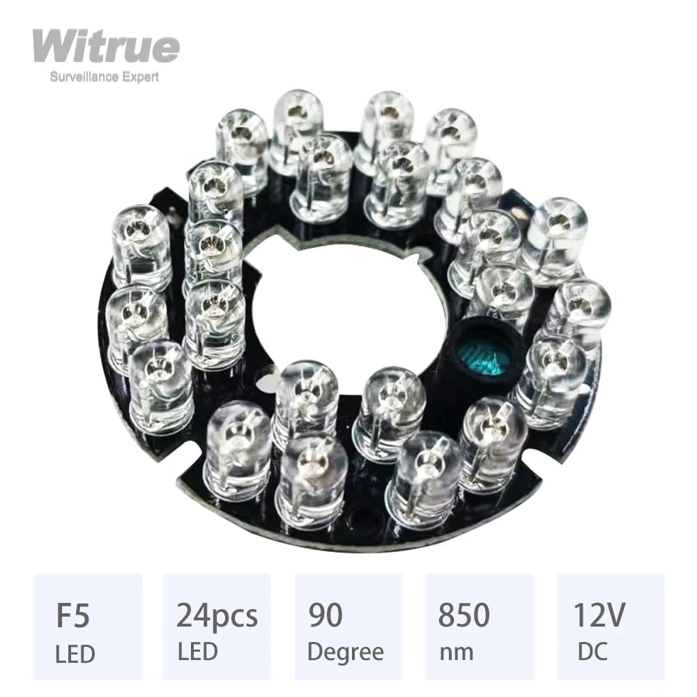 Witrue IR LED Board 24 Grani 850nm 90 Gradi Diametro 44MM Accessori CCTV per Telecamere di Sicurezza di Sorveglianza