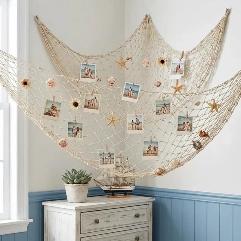 Wall Hanging Fishing Net Hawaiian Ocean Theme Decor Perfect For Indoor Outdoor Party Decorations Beach Pirate Fish Nets Ornament