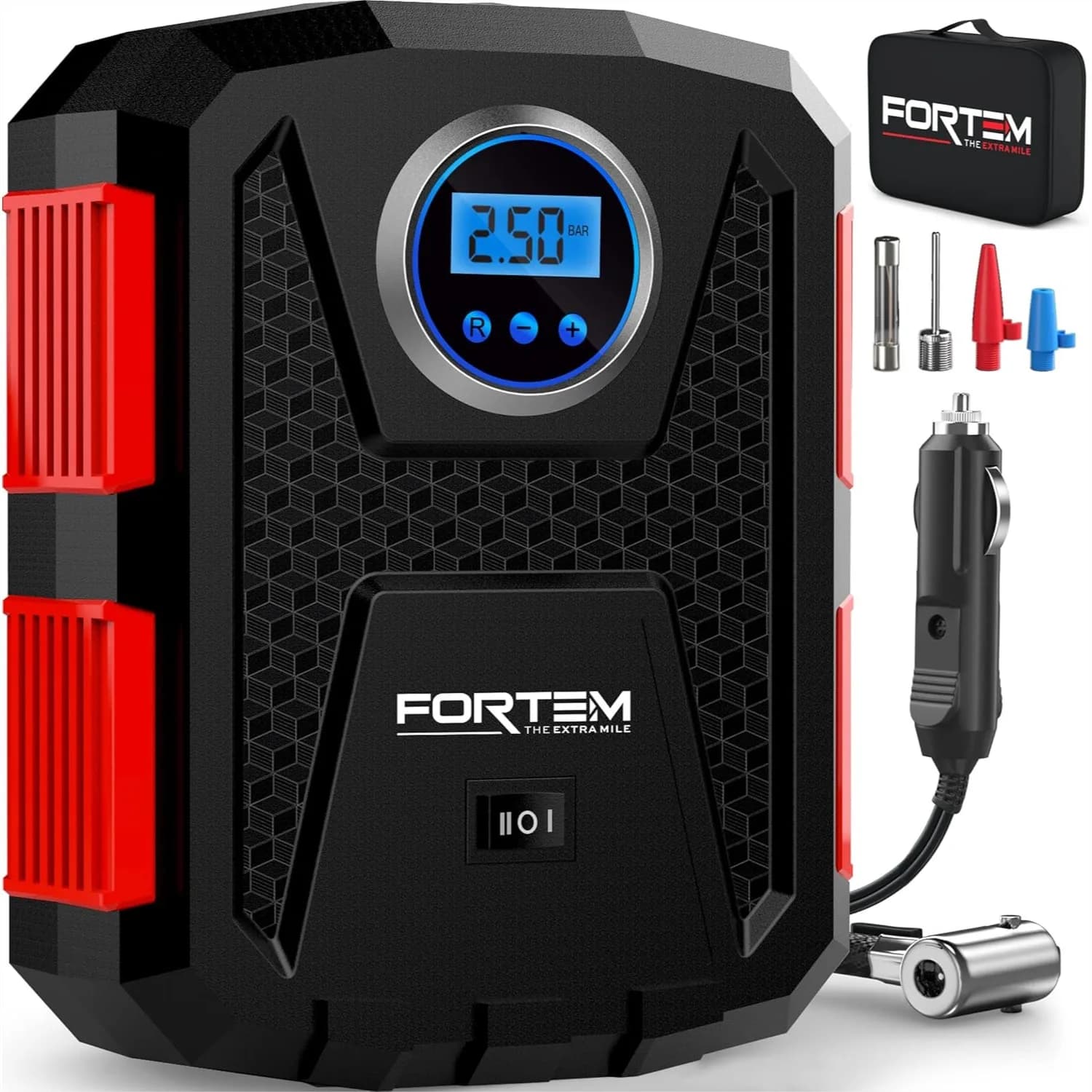 Compressore d'aria portatile per gonfiaggio pneumatici, 150 PSI con spegnimento automatico, pompa per auto 12V DC con luce LED, custodia per auto, bici, SUV