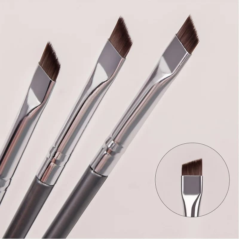 3 Silver Superfine Eyeliner Brushes Soft Brush Eyebrow Brush Portable Multi-Function Makeup Tools