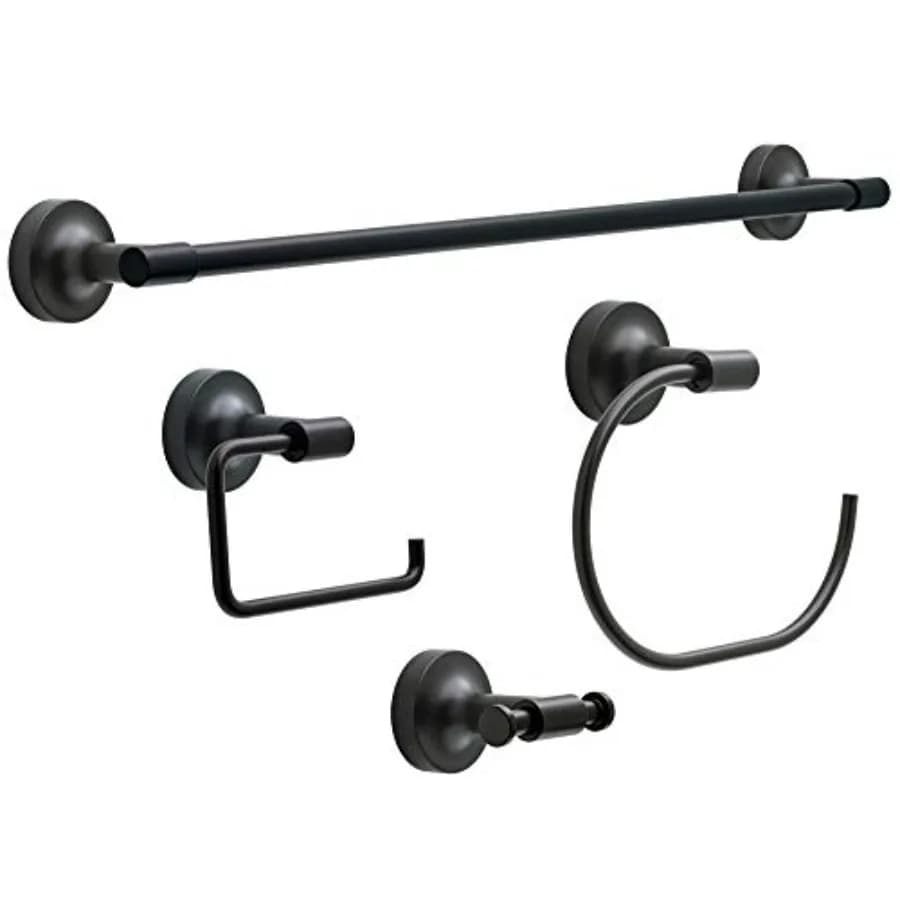 Set Bagno Voisin 4 Pezzi: Portasciugamani da 24 Pollici, Portarotolo, Portasciugamani a Gancio, Set Accessori Bagno