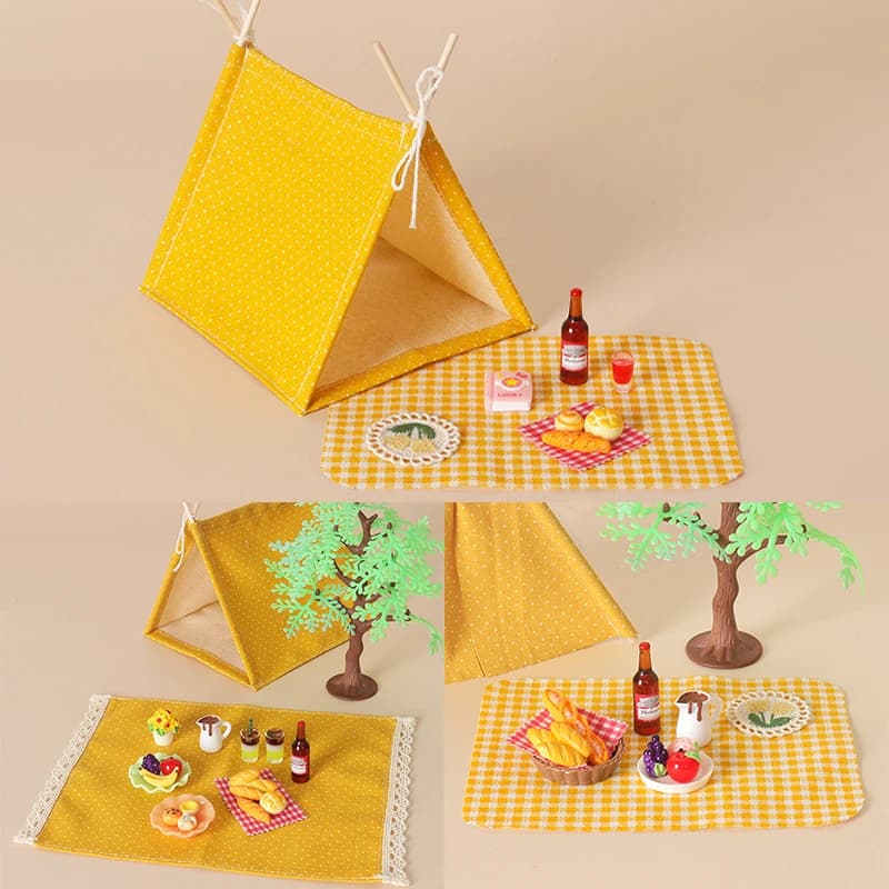 Dollhouse Miniature Camping Tent Set 1 12 Scale Doll House Accessories For DIY