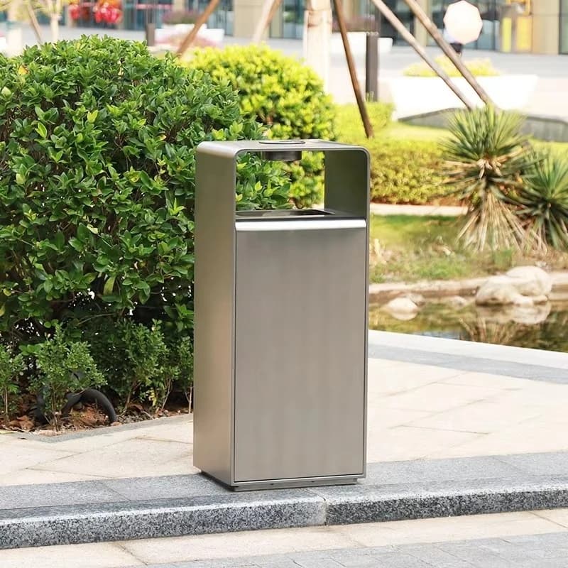 Nuovo Design Cestino per Rifiuti da Esterno in Acciaio Inossidabile per Patio, Bidone per Riciclo, Cestino Piccolo per Strada Pubblica