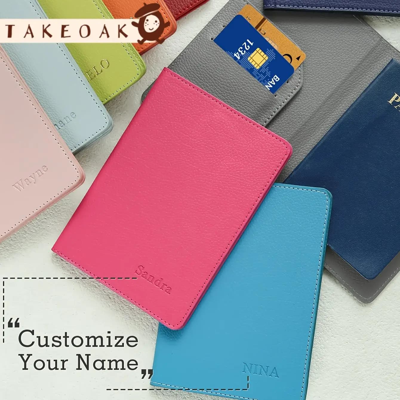 Porta Passaporto Personalizzato con Nome, Monogramma Personalizzato, Texture in Ecopelle, Copertina Semplice con Protezione RFID