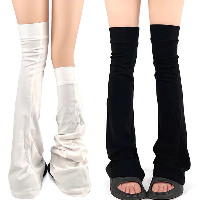 Calzini a tubo alto da donna in misto cotone Micro-pressione al ginocchio scaldamuscoli svasati dimagranti Leggings bianchi neri per la primavera autunno