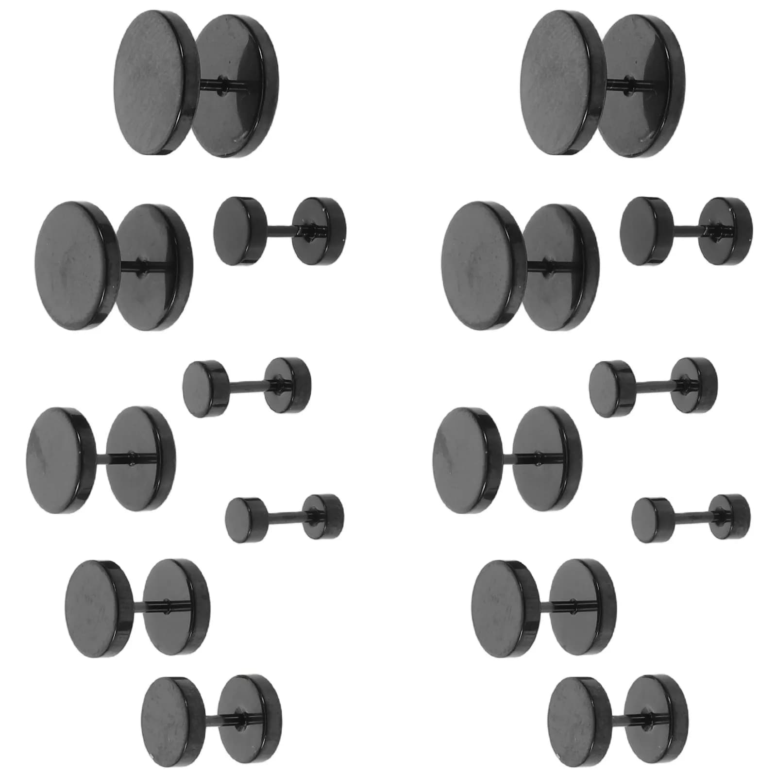 8Pairs Mens Titanium Steel Stud Earrings Black Matte Finish Barbell Earrings for Men Punk Ear Studs Hypoallergenic Daily Wear