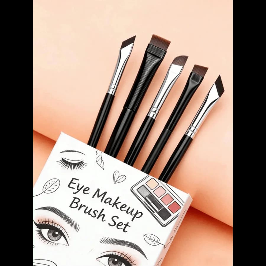 Set di pennelli per il trucco da 5 pezzi, inclusi pennelli per ombretto, contorno naso, sopracciglia - Strumenti cosmetici morbidi e delicati sulla pelle, kit per il trucco da viaggio portatile