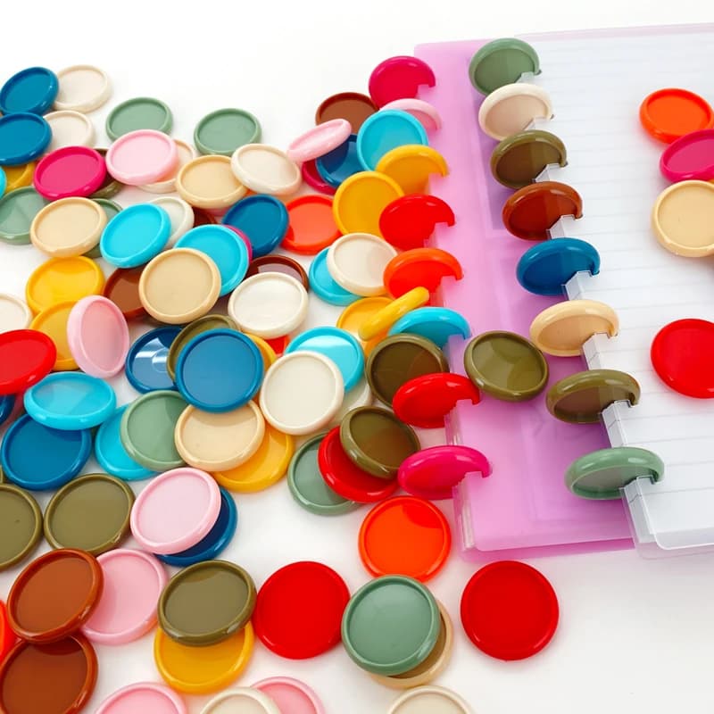 100pcs 28mm dischi in plastica per rilegatura a disco per rilegatura ad anelli in plastica per Notebook e diario Planner