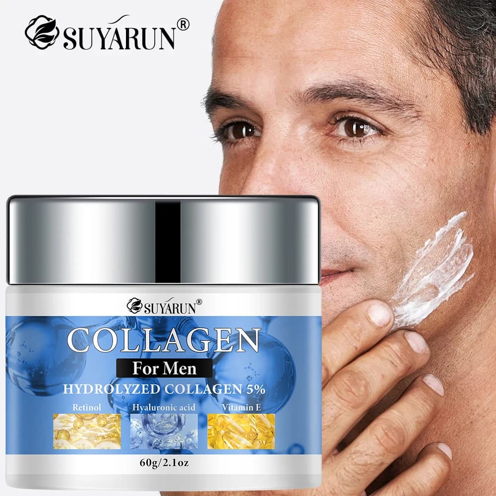 ♪ Men's collagen face cream - Moisturizing cream for dry skin | Non-fat formula and daily care of the skin with rapid absorption.