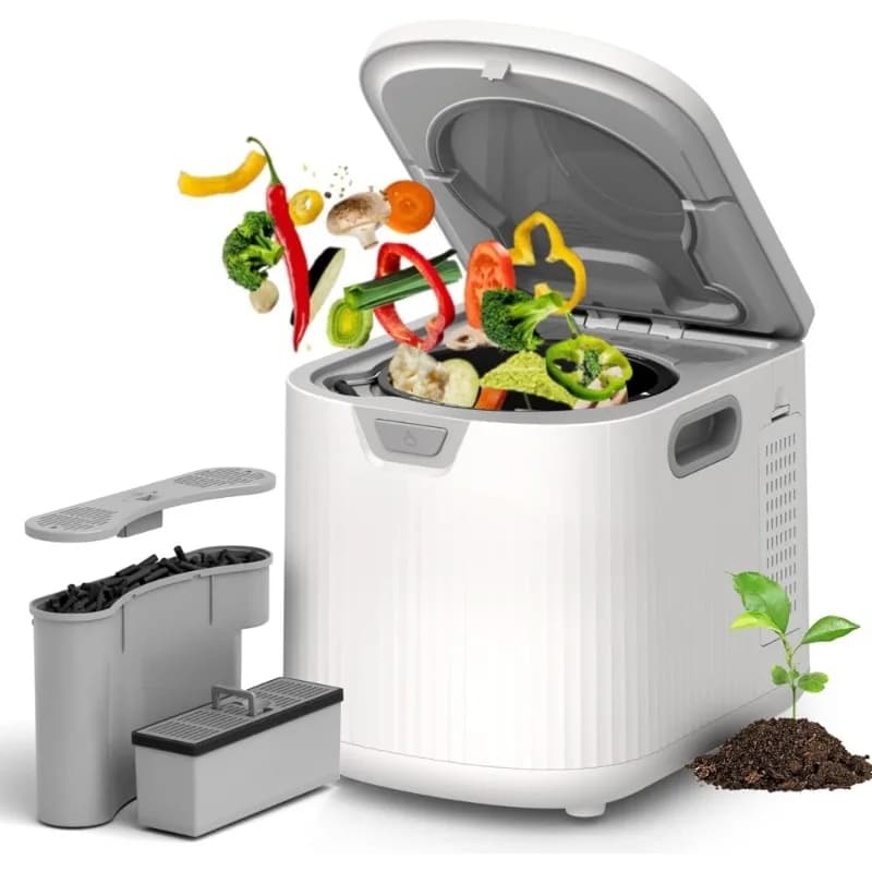 Compositore da cucina elettrico intelligente Reciclatore di alimenti da banco da 2,5 litri Contenitore per compost interno inodore con pulizia automatica con timer a LED