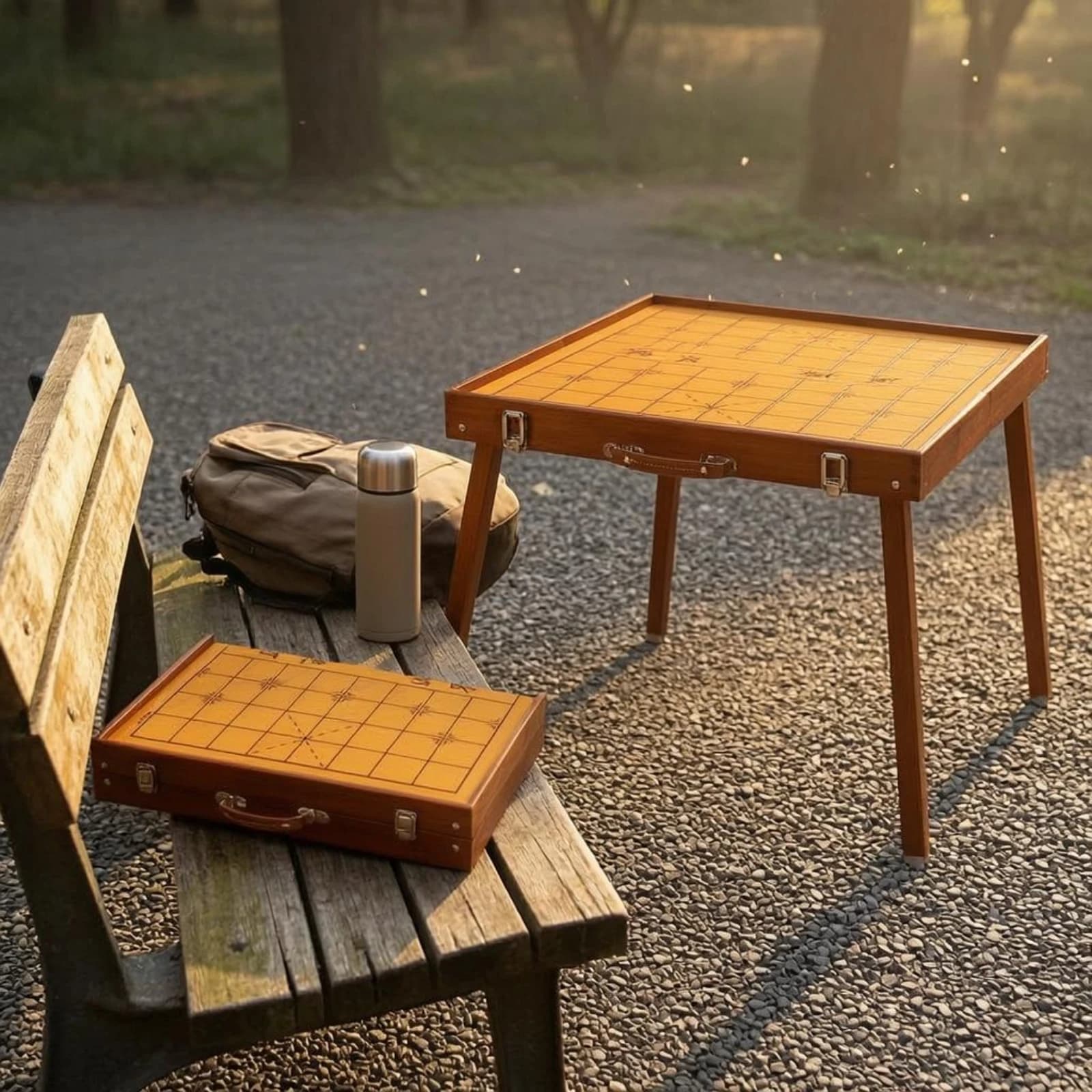 Chinese Chess Table Printed Grid Folding Chess Table Xiangiqi Set Carrying Handle Metal Latches