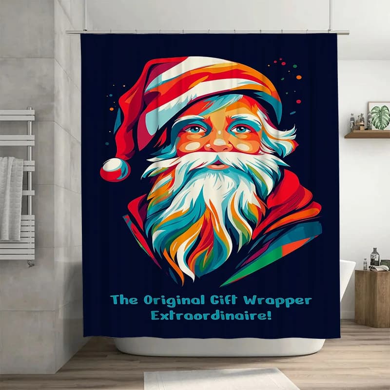 Tuniu stravagante set di tende da doccia con Babbo Natale, decorazioni per il bagno, vacanze di Natale, arte divertente e festiva