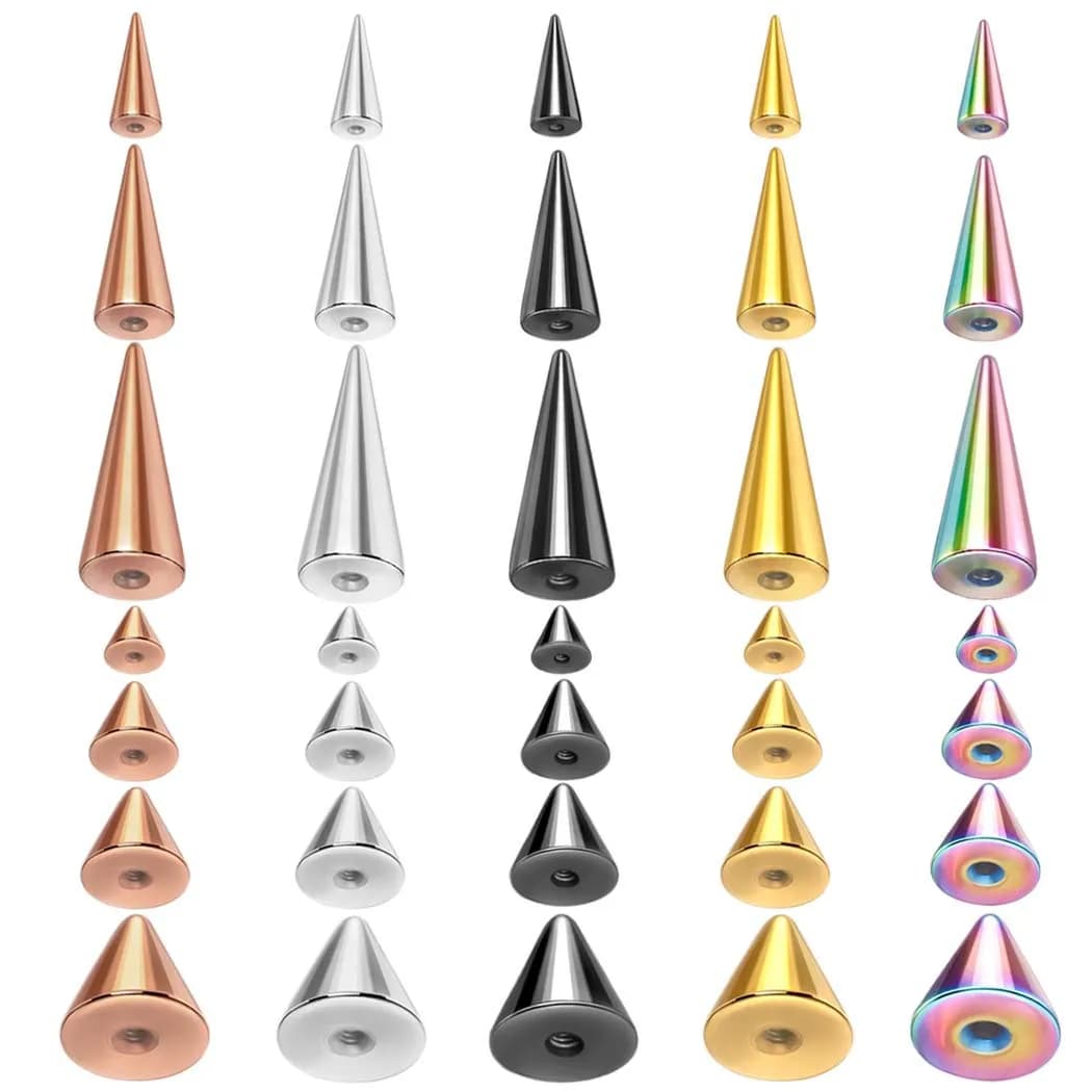 Accessori per gioielli in acciaio inossidabile DIY10 pezzi/borsa Orecchini punk Orecchini per labbra Sopracciglio Anelli per ombelico Cono con punta a sfera di ricambio