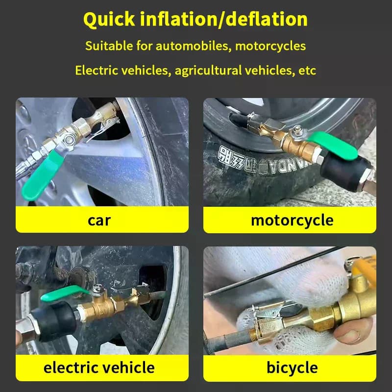 Ugello per gonfiaggio rapido Chuck per pneumatici auto, adattatore per compressore d'aria con valvola per auto e SUV