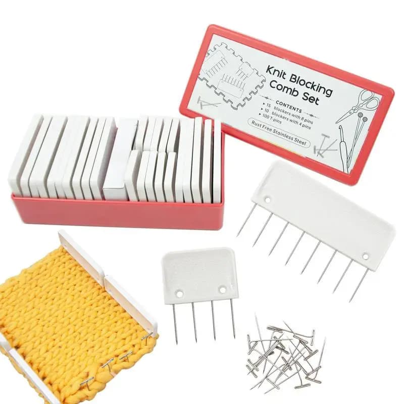 Set di blocchi per maglieria fai-da-te Tappetini e perni per blocchi per maglieria in acciaio inossidabile con 2 diverse dimensioni per forniture per uncinetto fai-da-te