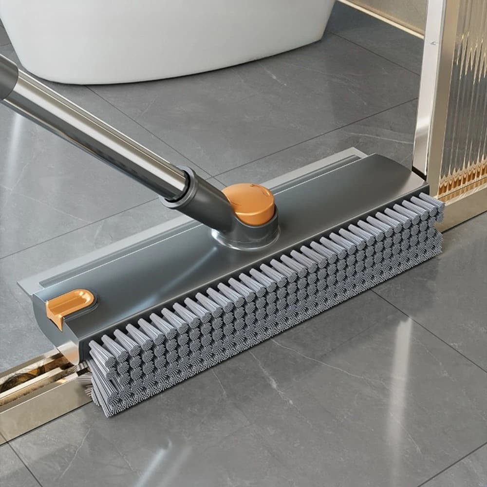 Spazzola per pavimenti a setole rigide con manico lungo, spazzola per la pulizia di bagno e WC per fughe di piastrelle, fessure e spazi stretti - Resistente per uso domestico