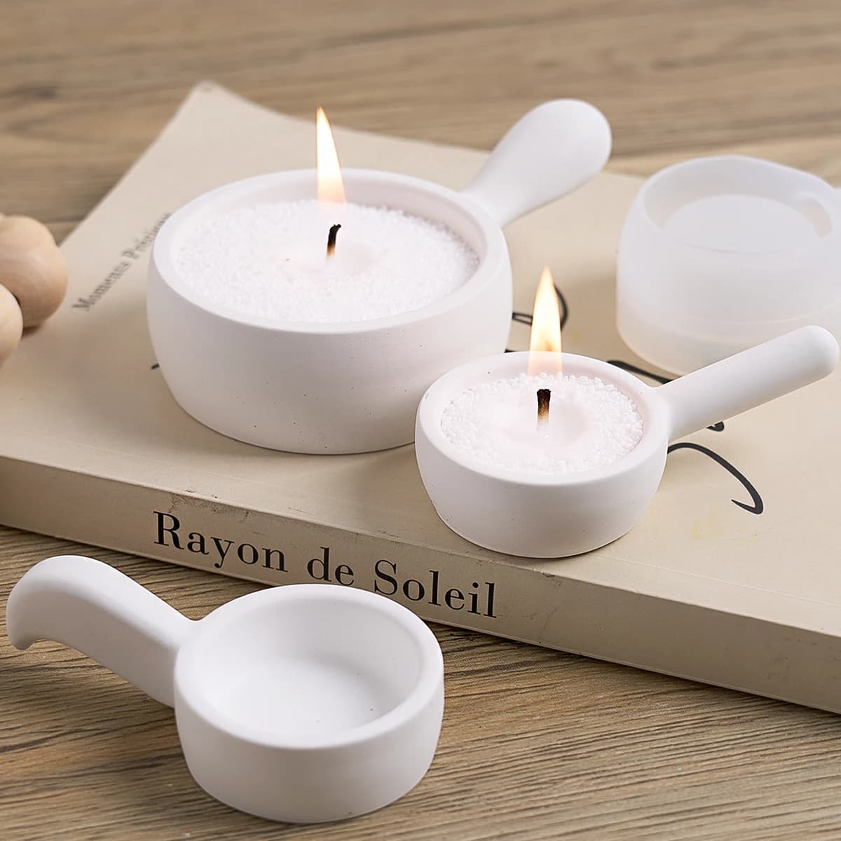 Candle cup with handle Silicone mold pan shape Candle holder Storage cups Craft mold for cast concrete chalk decorations for the house