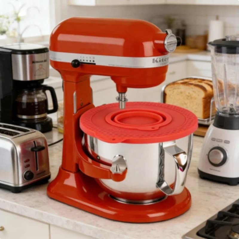 Coperchio in Silicone per Ciotola Mixer Compatibile con KitchenAid 4.5-5 Quart, Coperchio Ermetico per Mixer con Testa Inclinabile e Ciotola Pieghevole Piccola