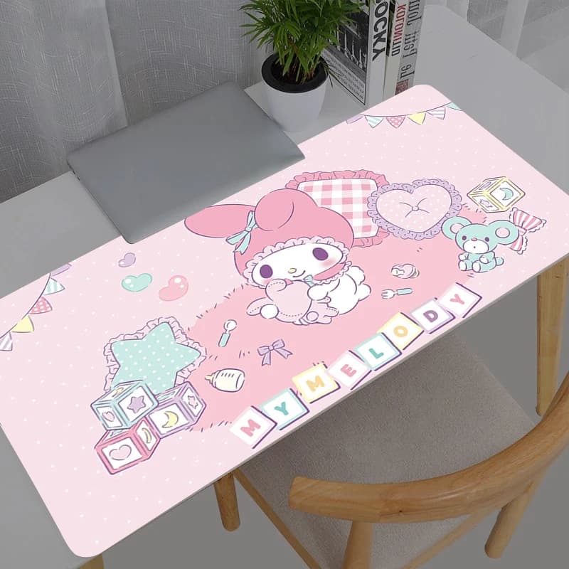 Muuse Mat Large and Rubber Resistant My Melody Sanrio, PC and Gaming accessories, Desk Mat with Locked Edge, Gamer Mat