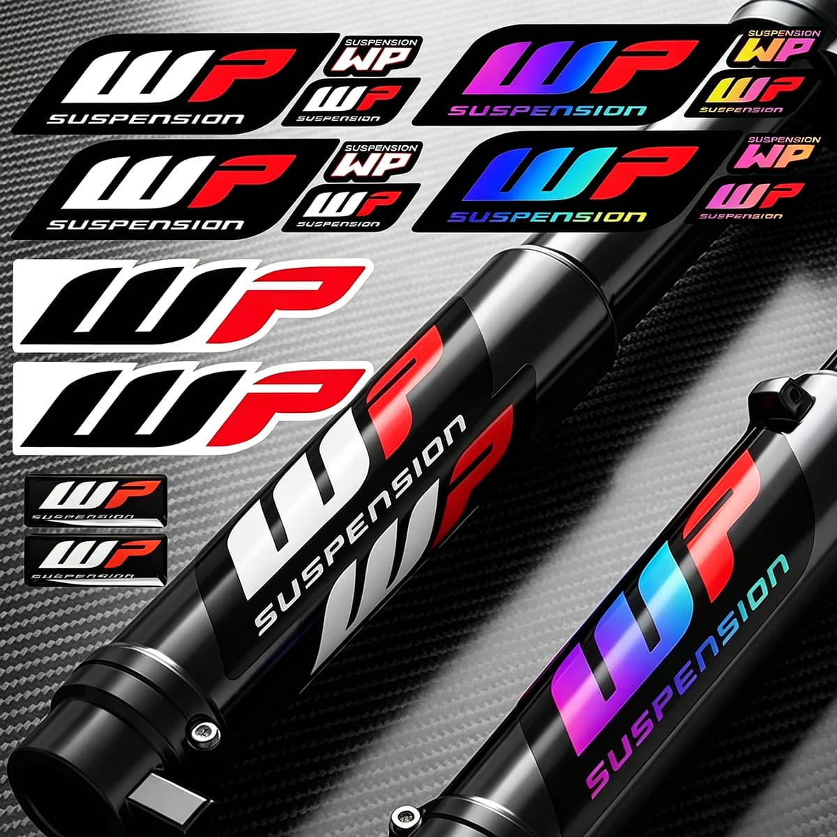 Motorcycle Body Suspension Front Fork Windshield Helmet Stickers Scooter Motocross Dirt Bike WP Logo Sticker Accessories Decals