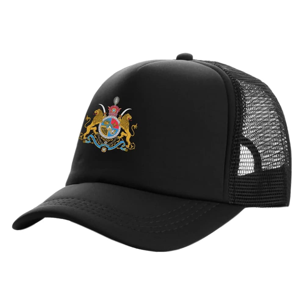 Iranian Imperial Coat of Arms Trucker Cap Unisex Men Women Breathable Mesh Snapback Adjustable Outdoor Protection Baseball Hat