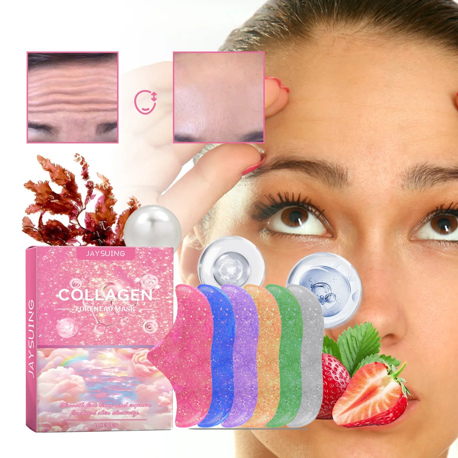 Pack of 6 Patch Faces Without Alcohol with Niacinamide, Collagen and Aloe Vera for Eyebrow Line Rugs, Suitable for All Skin Types