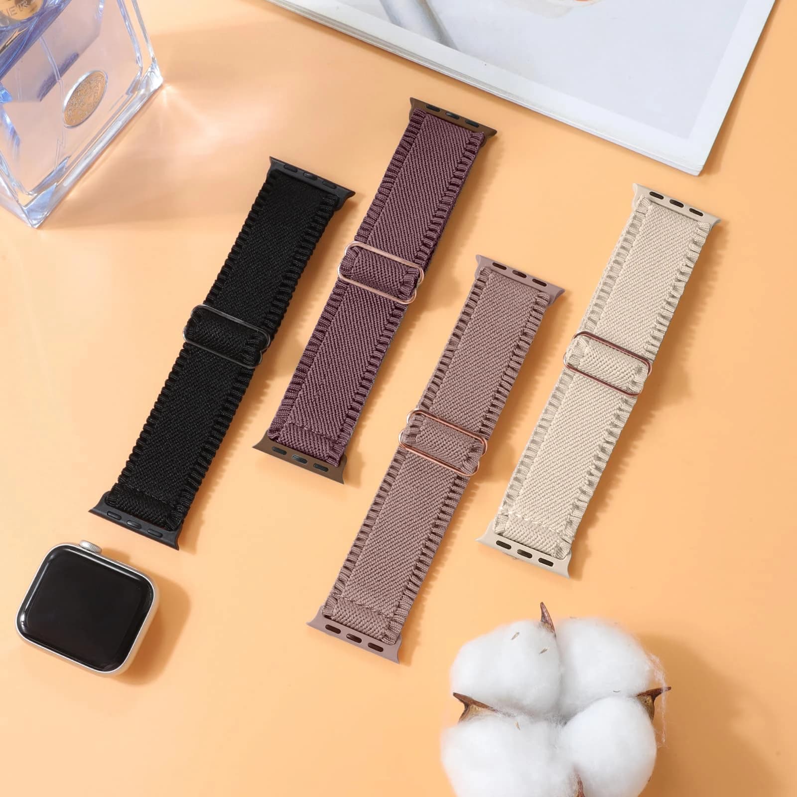 Lace Nylon Watch Band Compatible with Apple Watch 38mm 40mm，Stretchy Solo Loop Strap for iWatch Series 10 9 8 7 6 5 Women Girls