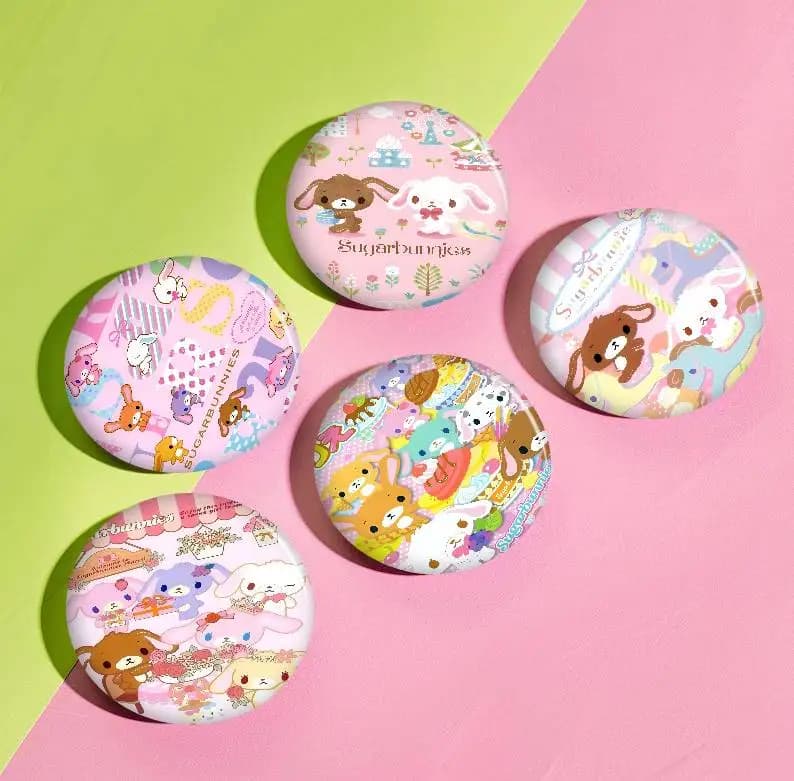 S-Sugarbunnies Anime Kawaii Cartoon Spille Distintivo anime Spilla rotonda fatta a mano Spille Gioielli per zaino Vestiti Regali