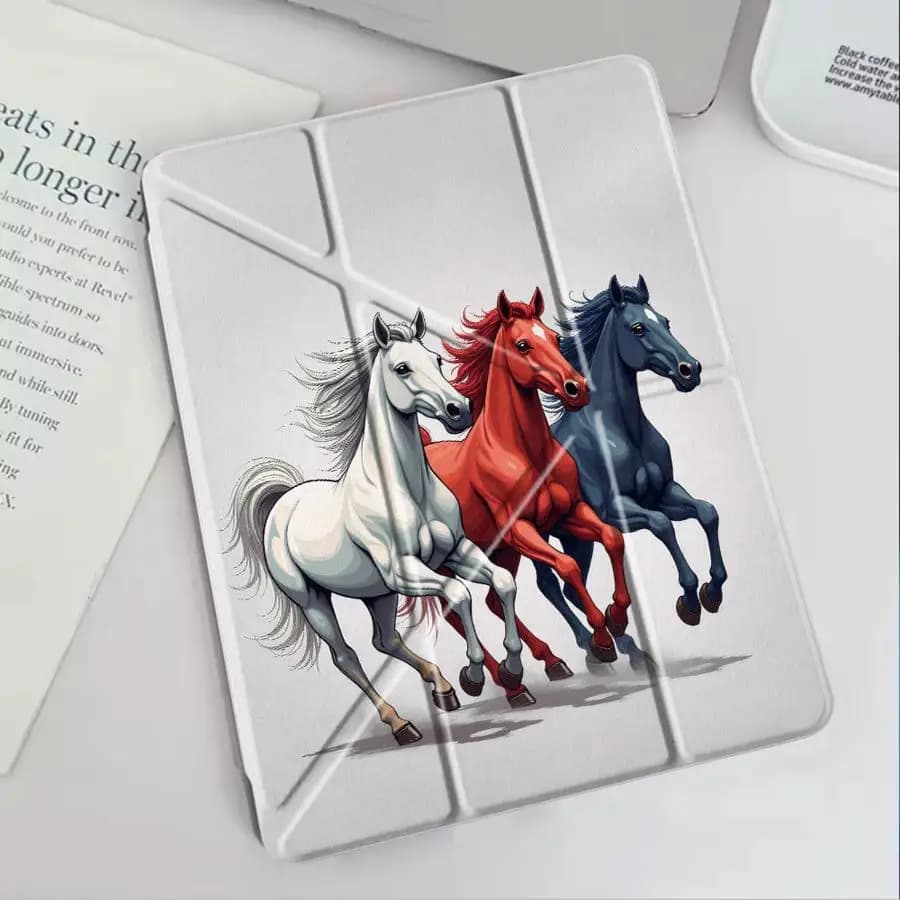 Custodia per Tablet con Tre Cavalli che Corrono Insieme per iPad Pro 2025 Mini 6 7 Pro 11th 10th 9th 8th 7th 12.9 pollici Air 4 5 M3