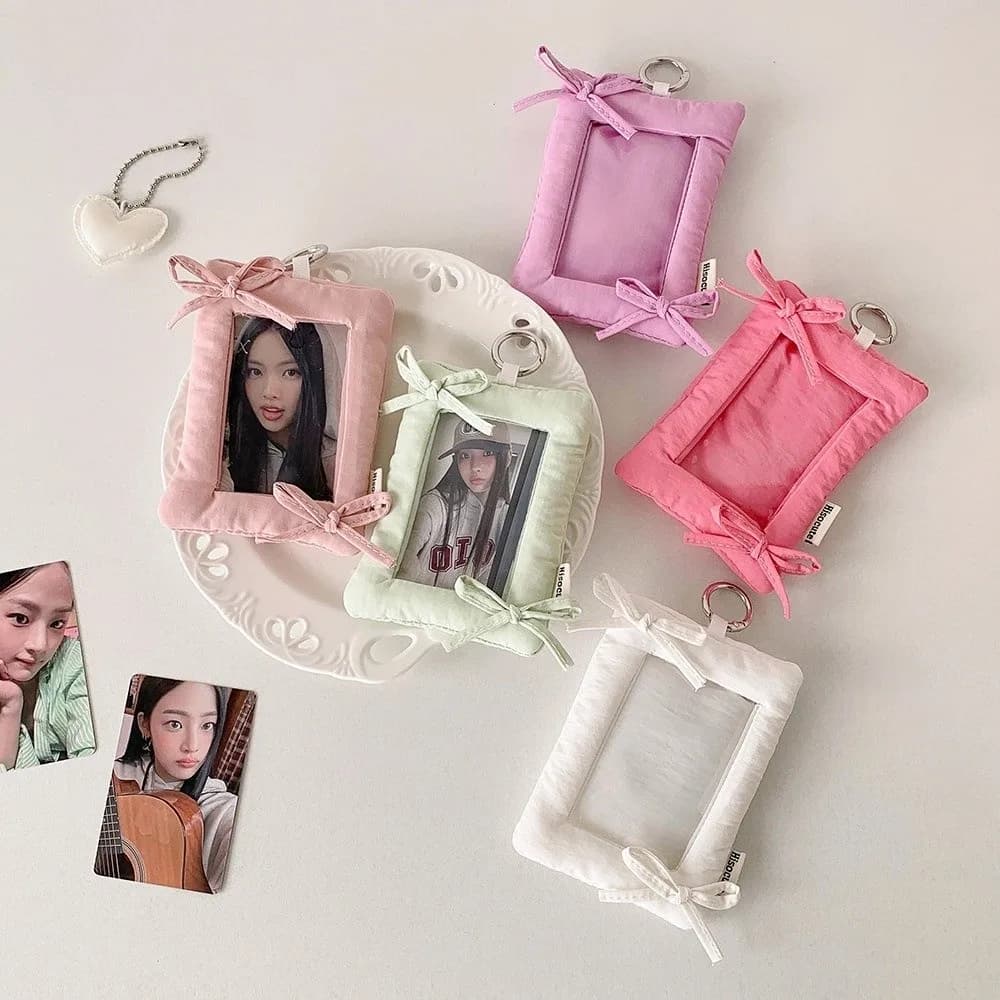 Bowknot Korean Photocard Holder with Keychain Hanging Decoration Photo Photocard Frame Picture Idol Photo Card