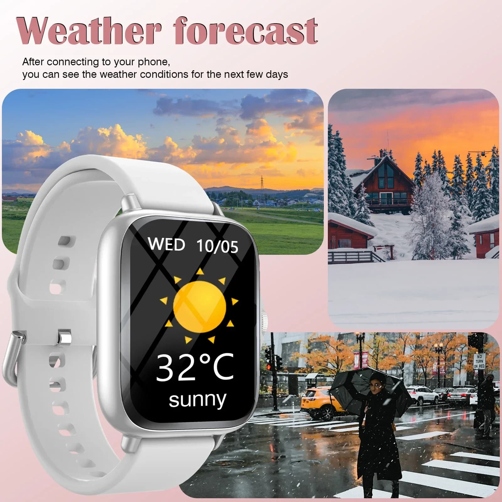 Smartwatch, Music Playback, Weather Forecast,Sports Mode, Camera Control, Sports Tracker Smartwatch for Workouts
