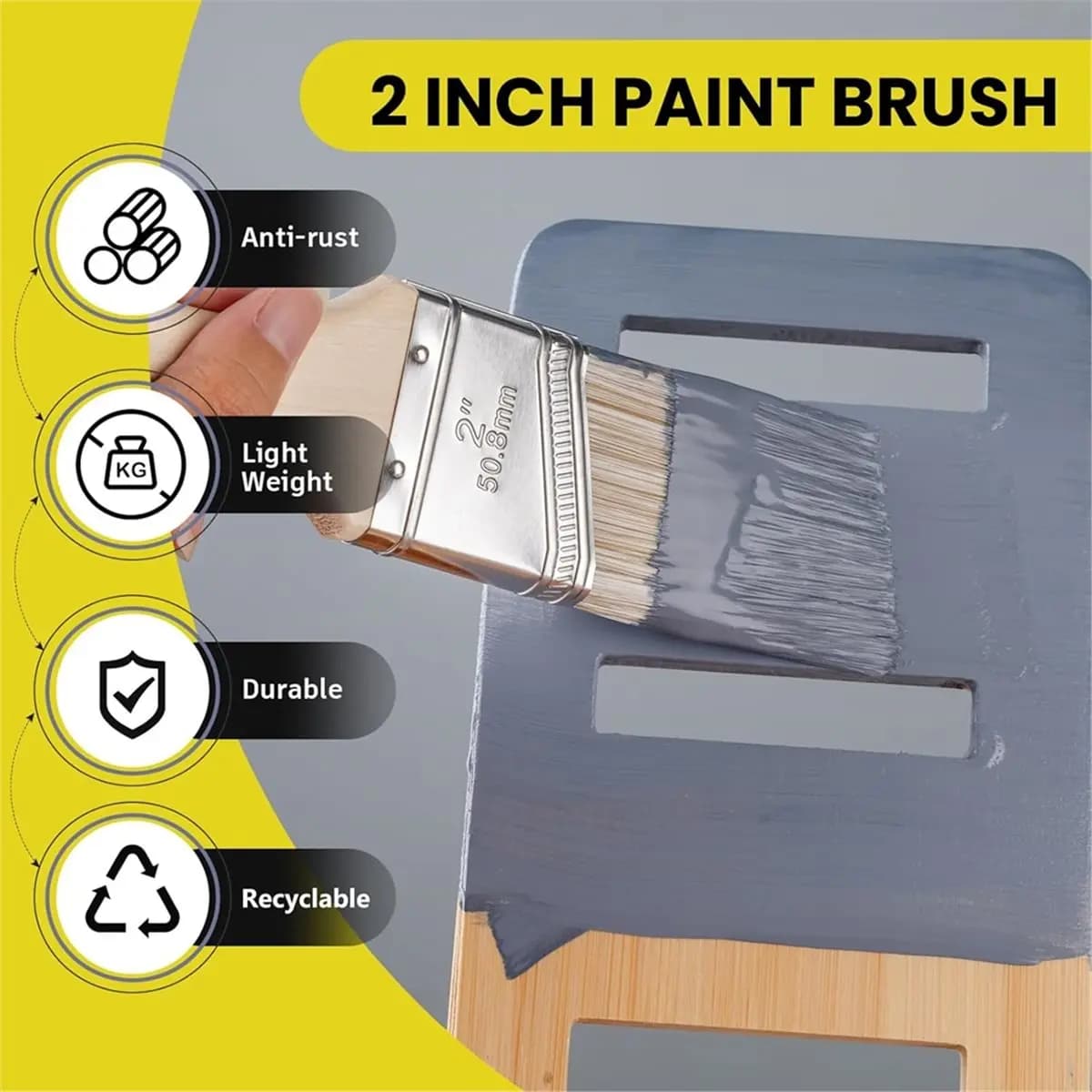 Reliable- 2" Paint Brushes, 3 Pack Angle Paint Brush Set for Latex and Oil Paints & Stains, Home Improvement Cut-in Trim Brush