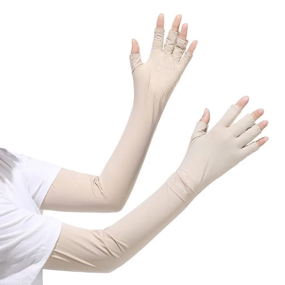 Breathable Solid Color Long Sleeve Sun Protection Non-slip Sunscreen Sleeve Gloves Flip Quick-drying Summer Arm Cover Running