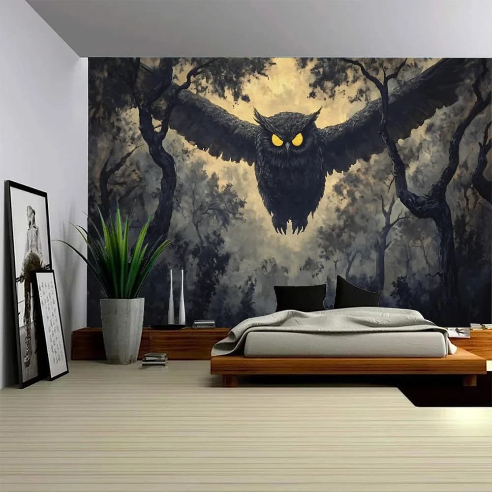 Animal Wall Tapestry Jungle Owl Moon Wolf Bear Retro Art Wall Hanging Home Dormitory Decoration Aesthetics Large Fabric Tapestry