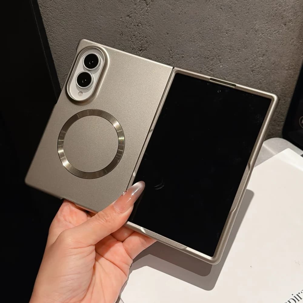 Ultra Thin Metal Paint Plating Magnetic For Magsafe Frosted Case For Samsung Z Fold 8 7 6 5 4 Wireless Charge Fold8 Bumper Cover