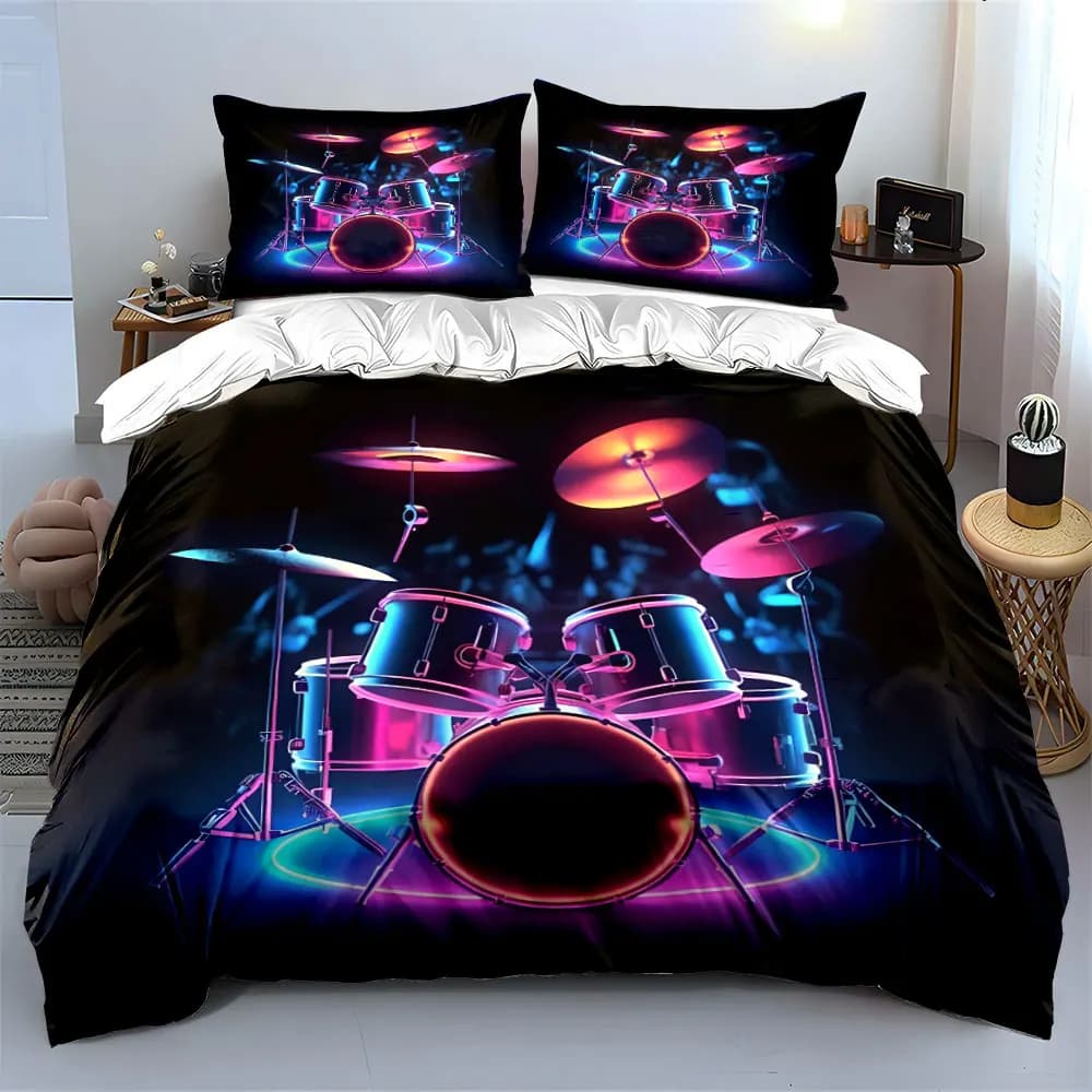 Set di biancheria da letto con copripiumino morbido e confortevole, decorazione artistica a tema neon, include 1 copripiumino e 2 federe, idea regalo