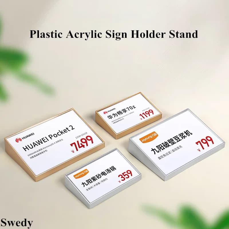 10 Pezzi Porta Cartellini in Acrilico 90x54mm, Espositore da Tavolo, Porta Numero, Porta Menu in Plastica, Porta Etichette Prezzo