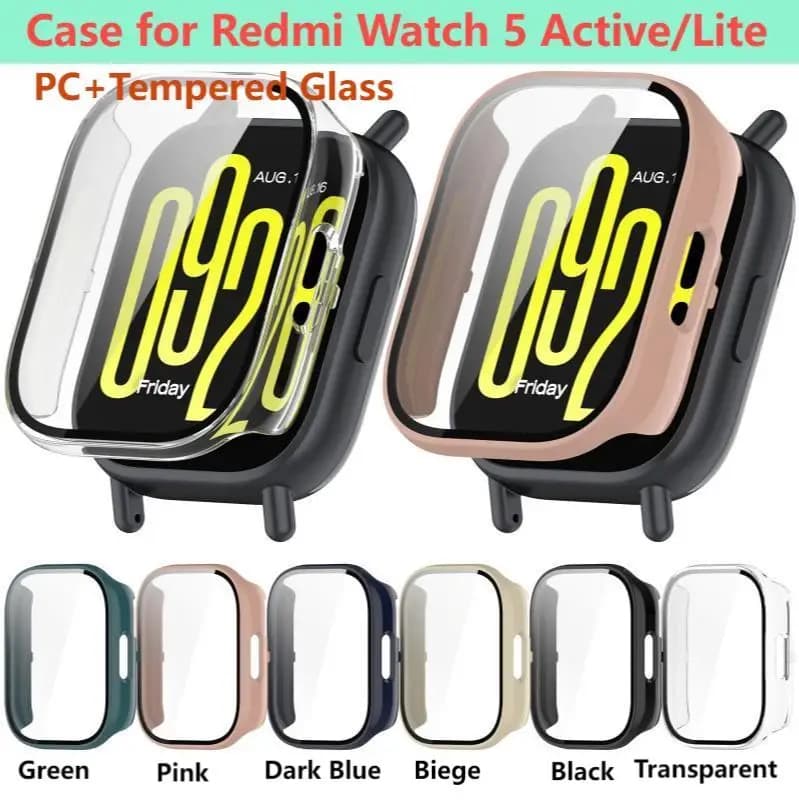 Vetro temperato + custodia per PC per Redmi Watch 5 Active /5 Lite Smart Watch cinturino paraurti protezione schermo pellicola protettiva accessori