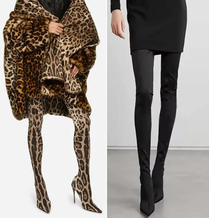 Elasticized socks over the knee leopardati sexy Elastic Toe Boots Slip-on Slimming High stiletto heels Modern women's shoes